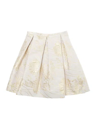 EMPORIO ARMANI MULTICOLOR SKIRT WITH ALL-OVER FLORAL MOTIF AND PLEATED DETAILS IN TECH FABRIC GIRL