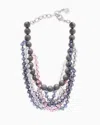 Emporio Armani Multistrand Choker Necklace With Spheres In Grey