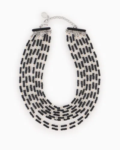 Emporio Armani Multistrand Necklace With Baguettes And Beads In Black