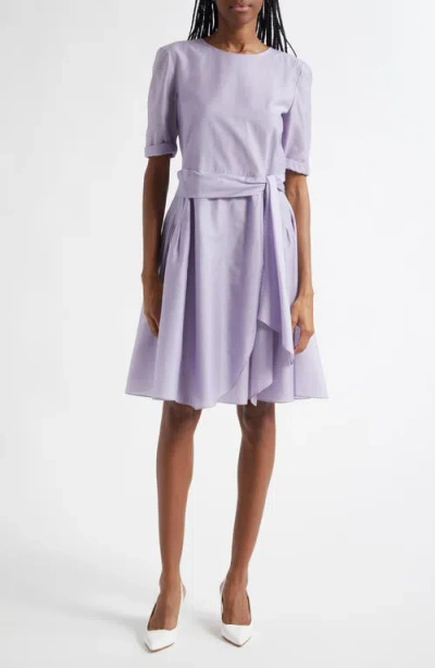 Emporio Armani Muslin Faux Wrap Dress In Lilac