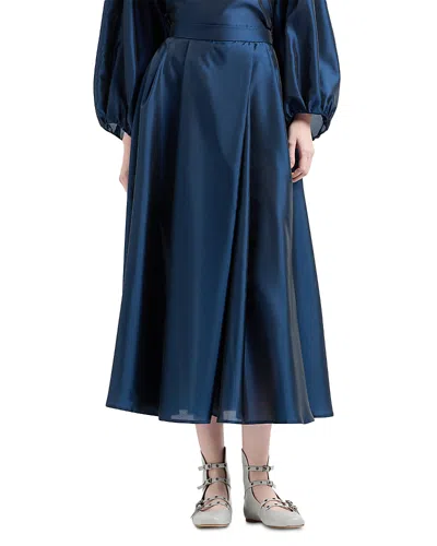 Emporio Armani Muslin Midi Skirt In Blue