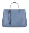 Emporio Armani Medium Myea Shopper Bag With Deer Print In Azure
