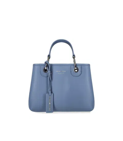 Emporio Armani Official Store Medium Myea Shopper Bag With Deer Print In Denim