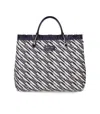 Emporio Armani Myea Blue And White Medium Shopping Bag In Blue