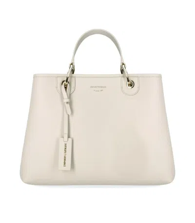 Emporio Armani Myea Corda Terra Medium Shopping Bag In White