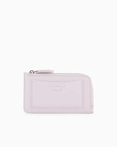 Emporio Armani Myea Deer-print Card Holder With Wrap-around Zip In Pink