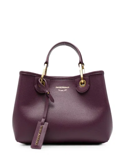 Emporio Armani Myea Logo-print Pebbled Tote Bag In Purple
