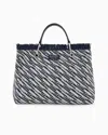 Emporio Armani Myea Medium Basketweave Shopper Bag In Blue