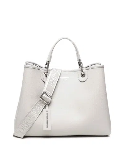 Emporio Armani Myea Medium Shopper Deer Print In Grey