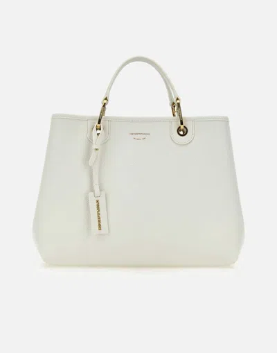 Emporio Armani Myea Medium Shopping Bag In White