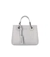 Emporio Armani Myea Small White Shopping Bag In Grey