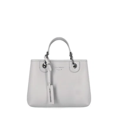 Emporio Armani Myea Perla Tabacco Small Shopping Bag In Grey