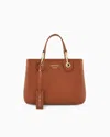 Emporio Armani Myea Shopper Bag With Deer Print In Brown