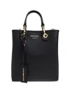 Emporio Armani Deer Print Myea Vertical Shopper Bag In Black
