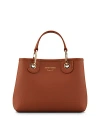 Emporio Armani Myea Small Black Shopper Tote Bag In Brown