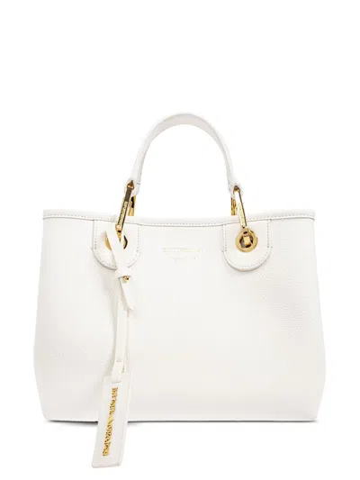 Emporio Armani Myea Medium Tote Bag In White