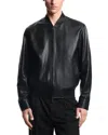 Emporio Armani Man Jacket Midnight Blue Size 46 Lambskin In Black