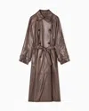 Emporio Armani Nappa-lambskin, Double-breasted Trench Coat With Belt In Brown