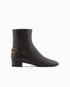 Emporio Armani Nappa-leather Ankle Boots With An Eagle Plate In Braun