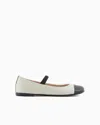Emporio Armani Kids' Nappa-leather Ballerinas With Patent Leather Toe In Neutral