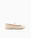 Emporio Armani Nappa-leather Ballerinas With Patent Leather Toe In Beige