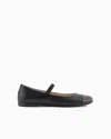 Emporio Armani Kids' Nappa-leather Ballerinas With Patent Leather Toe In Black