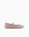 Emporio Armani Kids' Nappa-leather Ballerinas With Patent Leather Toe In Pink