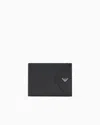 Emporio Armani Nappa Leather Bifold Wallet With Geometric Detail In Black