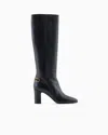 Emporio Armani Nappa-leather Boots With Strap And Eagle Plate In Black