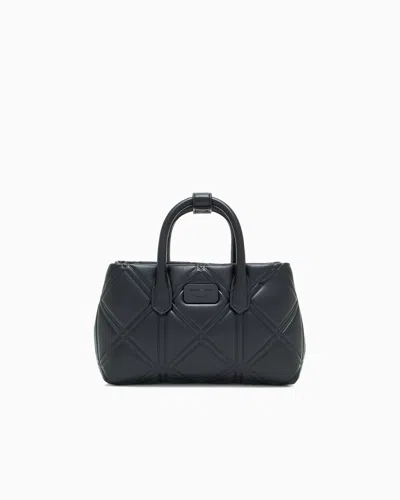 Emporio Armani Nappa Leather-effect Mini Bag With Embossed Motif In Black