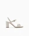 Emporio Armani Nappa-leather Heeled Sandals With Eagle Plate