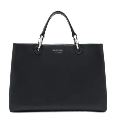 Emporio Armani Nappa-leather Medium Myea Shopper Bag In Black