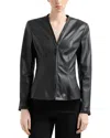 Emporio Armani Tailored Zip-front Nappa Leather Jacket In Solid Blac