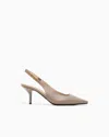 Emporio Armani Nappa-leather Slingback Court Shoes With Eagle Plate In Neutral