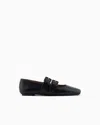 Emporio Armani Nappa-leather Square-toed Ballerinas With Double Strap