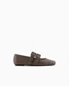 Emporio Armani Nappa-leather Square-toed Ballerinas With Double Strap