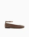 Emporio Armani Nappa-leather Square-toed Ballerinas With Strap In Brown