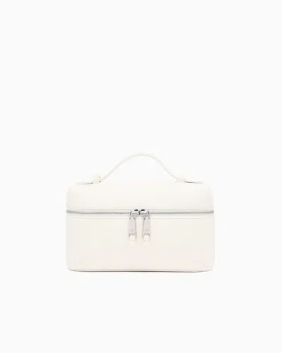 Emporio Armani Nappa Leather Vanity Case With Shoulder Strap In Metallic