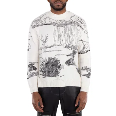 Emporio Armani Nature Embroidery Alpaca-blend Sweater In White