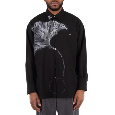 Emporio Armani Nature Print Woven Shirt In Black