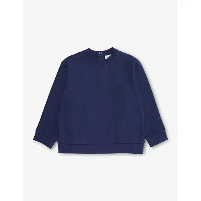 Emporio Armani Babies' Bossed-branding Crewneck Cotton-blend Sweatshirt 6-36 Months Naval Academy In Blue