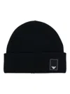 Emporio Armani Navy Blue Beanie Hat In Black