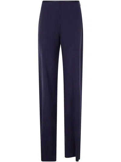 Emporio Armani Navy Blue Cady Trousers