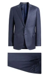 Emporio Armani Navy Blue Check Wool Suit In Blue