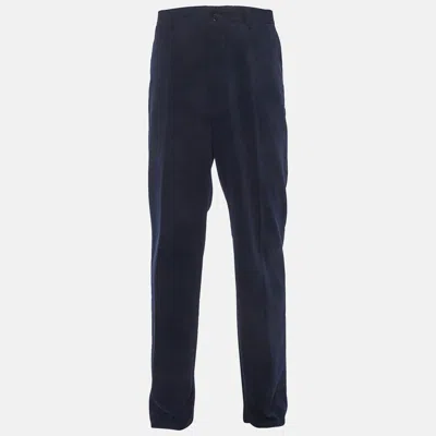 Pre-owned Emporio Armani Navy Blue Corduroy Straight Fit Pants Xxxl