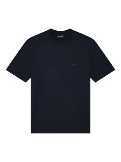 EMPORIO ARMANI NAVY BLUE COTTON BLEND T-SHIRT