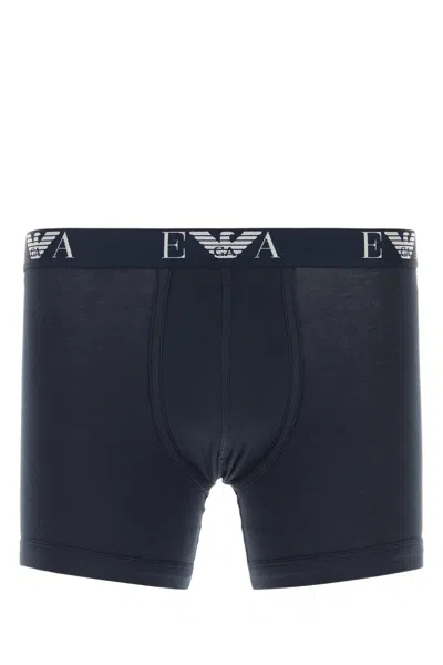 EMPORIO ARMANI EMPORIO ARMANI NAVY BLUE COTTON BOXER SET