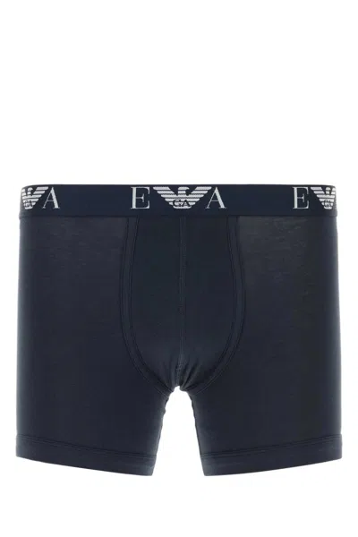 EMPORIO ARMANI NAVY BLUE COTTON BOXER SET
