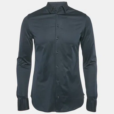Pre-owned Emporio Armani Navy Blue Cotton Jersey Long Sleeve Shirt L