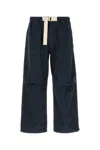 Emporio Armani Wide-leg Relaxed-fit Trousers With Adjustable Drawstring In Blue